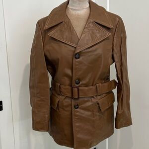 Vintage 70’s Leather Belted Jacket by CRESCO |Size 42